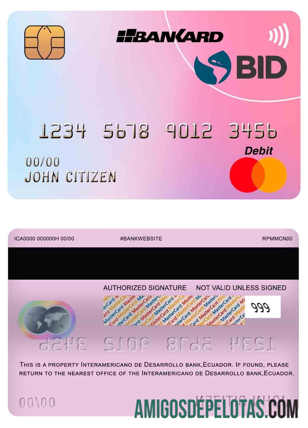 Equador Banco Interamericano de Desenvolvimento (BID) Banco Mastercard amostra